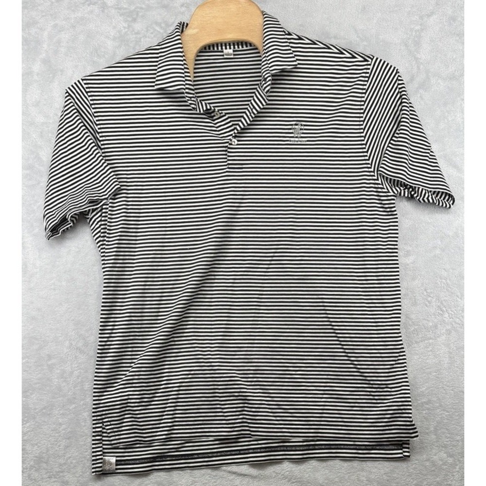 Peter‎ Millar Golf Polo Striped Cotton Golf Shirt DeBordieu Club Men's Size L